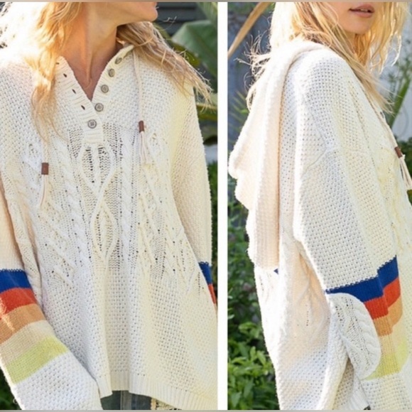 POL Sweaters - POL Heavyweight Hooded Sweater with Colorful Stripes